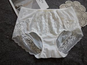 100% Baumwolle Schritt Höschen Plus Größe M-XXXL Frauen Unterwäsche Schwarz Weiß Hohe Qualität Sexy Spitze Unterhose Mädchen