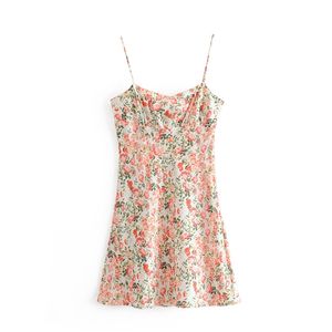Stylish Chic Floral Print Strap Mini Dress for Cute Girls Streetwear Outfit Fashion Elegant Women Sexy Strapless Dresses 210520