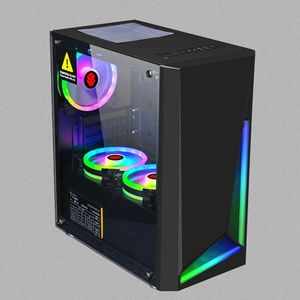 Seitenplatte aus gehärtetem Glas, Computer-Gaming-Gehäuse MATX/MITX USB3.0, unterstützt 120 mm Wasserkühlung – Schwarz