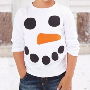 Pupazzo di neve Bambini Magliette Manica lunga Bianco Ragazzi T-shirt Ricamo Top Quality Bambini Magliette Jersey Ragazzo Vestiti Kid 2-6 anni 210413