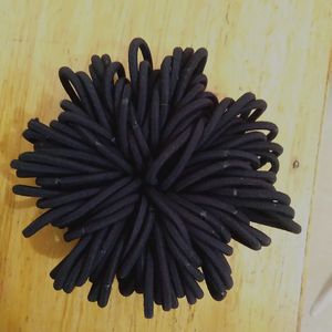 Fuyier 100 pçs / lote 6mmx50mm DIY acessórios Parte de borracha preta simples Scrunchy Elastic Hair Bands Decorações