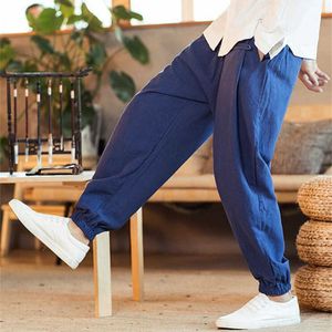 Plus Größe Baumwolle Leinen Harem Hosen Herren Jogger Hosen Männliche Casual Track Pants Hose Hip Hop Lose Chinesisch Traditionell 6XL 7XL x0723