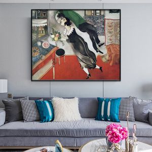 Famoso dipinto Il compleanno di Marc Chagall Poster e stampe Wall Art Canvas Painting per soggiorno Home Decor Senza cornice