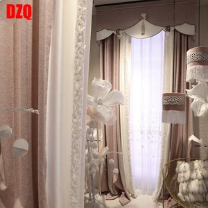 Tende per tende rosa semplice europeo leggero lusso coreano moderno camera da letto di fascia alta tessuto paralume ciniglia velluto