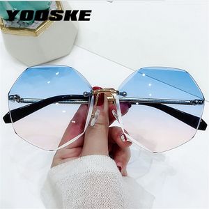Yooske Óculos de Sol de Mulheres Sem Rimes Design Moda Senhora Sun Óculos Vintage Liga Clássica Designer Shades UV400 Eyewear