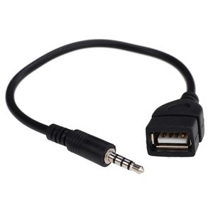 Svart 3,5mm Male Audio Aux Jack Plug till USB 2.0 Skriv en Kvinnlig OTG Cable Converter Adapter