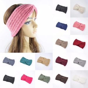 Winter Knitted Turban Headband For Women Ear Warmer Crochet Cross Knot Hair Bands Handmade Headwrap Solid Color Hair Accessories