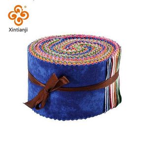 Rainbow Print Jelly Roll Cotton Fabric DIY Patchwork Sewing Cloth Handmade Needlework Material Cloth 25 Colors 6.5*110cm JA116 210702