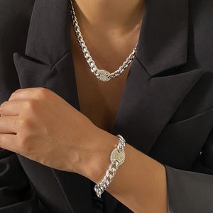 Chokers Statement Cuban Link Fjäril Choker Halsband Guldfärg Crystal ClaVicle for Women Chain Rhinestones Jewelry