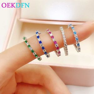 Oekdfn 100% 925 Sterling Silver Ring Sapphire Ruby Emerald Criado Gemstone Casamento Noivado Anéis Jóias Belas 211217