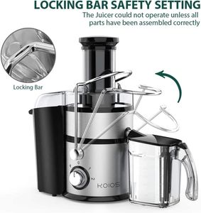 US Stock KOIOS Centrifugal Juicer Machines, Juice Extractor with Big Mouth 3 Feed Chute, 304 Stainless-steel Fliter Juicers