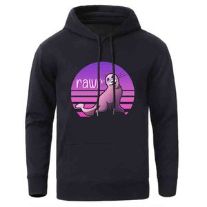 Rawr bonito desenhos animados impressão capuz homem homem fleece camisola 2020 masculino casual macio manga longa tracksuit solto moda rua streetwear H1227