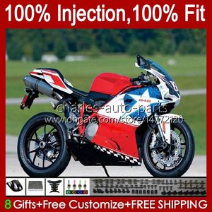 Corpi iniezione per DUCATI 1198R Rosso blu nuovo 848 1098 1198 S R 2007 2008 2009 2010 2011 2012 18No.44 Carrozzeria 848S 1098S 1198S 848R 1098R 07 08 09 10 11 12 Carenatura OEM Corredo