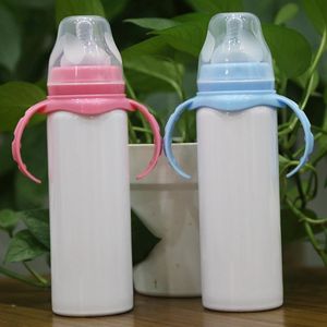 Local Warehouse 8oz Sublimation tumblers Sippy Cups Stainless Steel double wall vaccum insulated Bottle BPA Free lids for Baby Kids Portable Milk Bottles B1