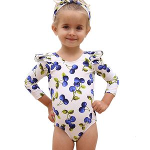 Costume da bagno per bambini a maniche lunghe a maniche lunghe a bolle per bambina, Rash Guard intero per costume da bagno estivo per bambini Upf50 Piccolo costume da bagno