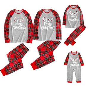 Xmas Year Adult Kid Family Clothes Pigiama Set Matching Outfit Lattice Christmas Baby Pagliaccetto Look 210922