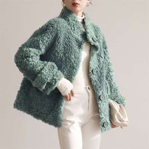 OFTBUY Fashion Luxury Winter Jacket Women Real Fur Coat Knitting Wool Turn-down Collar Thick Warm Outerwear Brand 210928