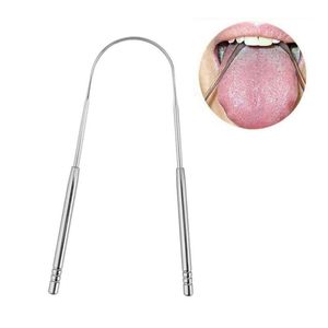 Raspador de língua dental em forma de U Limpador de aço inoxidável Remove halitose Línguas revestidas de respiração Ferramentas de escova de raspagem 3 designs