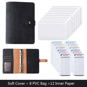 A6 Cash Notepads Binder Soft Hard Cover Notebook Bindare med 12PCs Expense Budget Sheets
