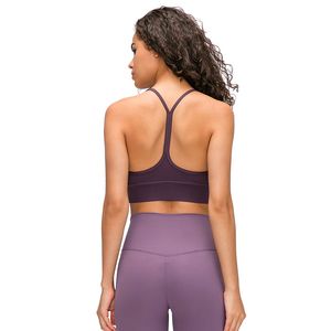 2024 Lu Lu Strap Sexy Y-Type Sports Bras Acolchoado Fitness Wear Colete Cor Sólida Naked-Feel Yoga Bra Gym Workout Tops Soft Skin-Friendly Tank