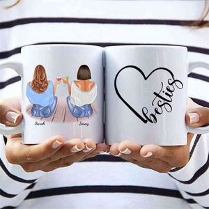 Spersonalizowane kubki Przyjaciele 2/3 Girls Forever Ceramic Coffee Kubek Cute Cups Prezent Siedzieć Kreatywny 11oz / 15oz R2066 210804