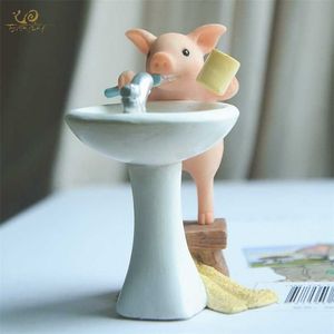 Everyday Collection Söt gris Heminredning Tillbehör Fairy Garden Miniature Animal Figurines Bil Desktop Decor Födelsedagspresent 211101