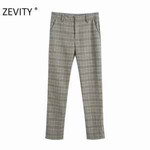 Kvinnor Vintage Betald Print Casual Slim Pencil Byxor Kontor Ladies Business Trousers Chic Streetwear Höstmärke P939 210420