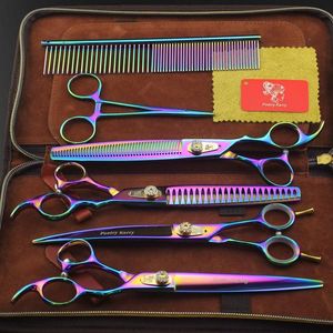 high quality Poetry Kerry 8.0 inch hair scissors cutting/dense teeth thinning 440C material with leather case