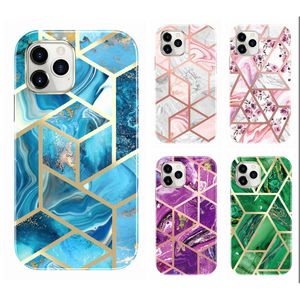 Build in PET Screen Protector Shockproof Cases For Iphone 13 Pro Max 12 11 8 7 SE2 360 Full Geometric Flower Marble Chromed Stock Hybrid Layer IMD TPU Bumper Phone Covers