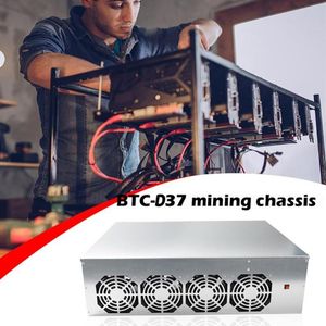 Laptop-Kühlkissen Miner Case Set BTC-D37 Chassis Motherboard 8 Slots DDR SSD Mining Machine System mit 4 Lüftern für ETH Ethereum DD