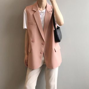 Coletes femininos longos colete colete primavera verão rosa estilo mangas cardigan jaquetas sólidas