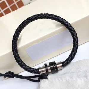 Bracciale di design di lusso per uomo e donna in acciaio fine corda nera a mano 16-24 cm regalo superiore con scatola