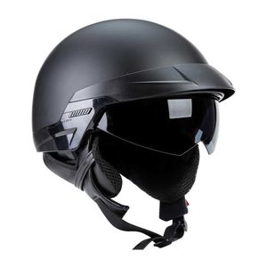 Retro Motorradhelme Vintage Helm Half Face Helm Einziehbares Visier Männer Frauen Roller Motorrad Cruiser Fahrradhelm Q0630