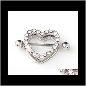 Navelklockringar Drop Leverans D0942 3 Färger People Style Heart Nipple Ring Belly Button Piercing Jewelry Dangle Accessories