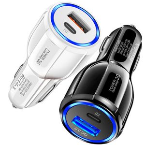 30W 36W QC3.0 Snabb snabb laddning Dual Ports Car Charger Auto Power Adapters för iPhone 15 14 11 12 13 Pro Max Samsung LG Tablet PC Android Phone