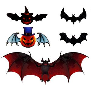 12pcs /pack color3D PVC Bat Pumpkin Wall Stickers Home Decor Party Kids Living Room Walls Decals DIY Halloween Decoration Sticker