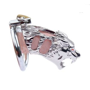 Luxo tigre cabeça pênis anéis metal aço inoxidável gaiola gaiola chastity chastity chastity macho homens adulto brinquedos brinquedos patenteados p0826