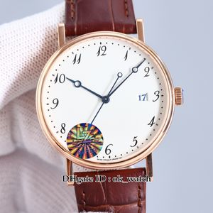 Najwyższej jakości klasyka 5177 zegarek 5177Br / 29/9 V6 CAL777Q Ruch Automatyczny Mens Watch Rose Gold Case White Dial 38mm Ultra Cienkie Gents Business Zegarki Skórzany Pasek