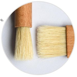 Household Wooden Oil Brushes Wood Handle BBQ Tools Grill Pastry Butter Honey Sauce Basting Bristle Round Flat Brush Baking by sea GCF14258