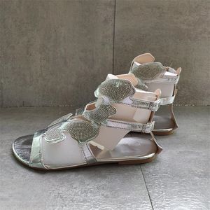 2021 sandali da donna firmati moda pantofola piatta fondo estivo farfalla con strass scarpe casual da esterno infradito da donna 35-43 W14