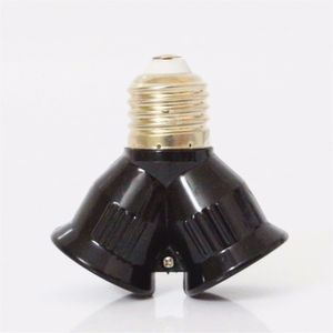 Svart brandskyddat material E27 till 2E27 Socket Base LED Bulb Converter Splitter Adapter E27TO 2 E 27 Lamphållare omvandlare