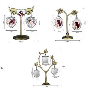 パーソナライズされたDIYフォトスタンドの装飾昇華亜鉛合金の木の葉フォトフレームペンダントフェスティバルパーティーの装飾品バレンタインデーRRD132