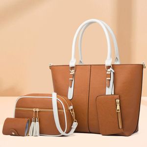 Saco das mulheres frescas saco simples tendência design borla decoração três peças senhora bolsa de ombro bolsa casual mini carteira