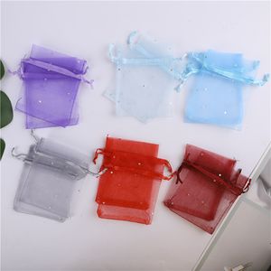 Wholesale 8*10cm Sequins drawstring Organza bags Gift wrapping bag pouch Jewelry Organizer Candy package business gifts multi colors