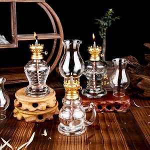 Candle Holders Glass Kerosene Lanterns Oil Lamp Classic Retro Family Decorative Lights High Capacity Quality Portable Adornment