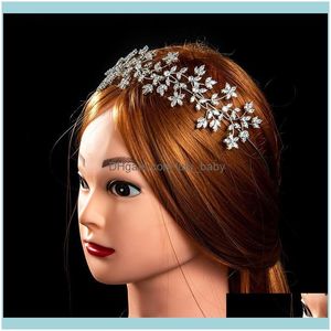 Hårsmycken juvelryhairklämmor Barrettes Slbridal glittrande prong Ställa in kubik zirkonblad brud tiara pannband bröllop drottning prinsessan p