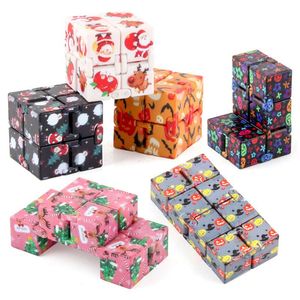 Vreemde nieuwe decompressie speelgoed Onbeperkte Magic Cube Kerstmis Halloween Fidget Speelgoed Pocket Flip Cubes Finger Antistress Nieuwigheid Volwassen Kids Gag Party Fun Gifts