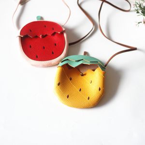 Söt baby mini fruktväska kawaii jordgubbe / ananas barn flicka liten mynt plånbok väska toddler bow pengar byta handväska