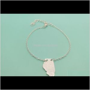 Charm Jewelry Drop Delivery 2021 5Pcs Illinois Bracelet Outline Il America Usa State Map Chicago Bracelets For Hometown Gifts N1Sgl