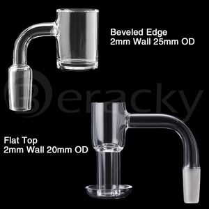 Two Style Smoking Beveled Edge 25mmOD Quartz Banger/20mmOD Flat Top Terp Slurpers 10mm 14mm 18mm Nails For Glass Water Bongs Dab Rigs